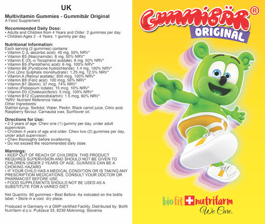 LEAFLET - for Multivitamin Gummies - Gummybär Original dietary supplements